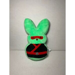 Peeps Ninja Bunny Plush Neon Green Black Red 12 Inch Easter Stuffed Animal Toy